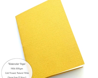 Hand Stitched Watercolor Paper Notebook, 140lb, Multiple Sizes