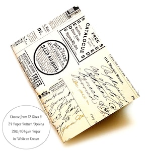 Vintage Style Travelers Notebook Insert in Passport, B7, Pocket, A6, Personal, Weeks, B6 Slim, Standard, B6, Cahier, A5 or Half Letter Size