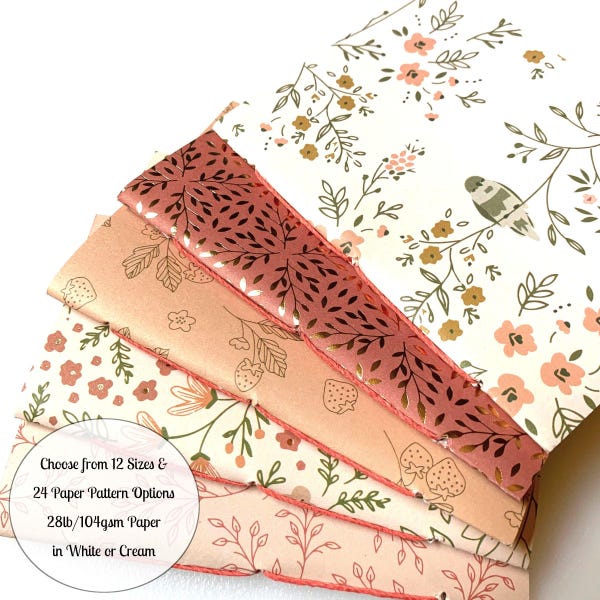 Botanical Travelers Notebook Insert Set in Passport, B7, Pocket, A6, Personal, Weeks, B6 Slim, Standard, B6, Cahier, A5 or Half Sheet Size