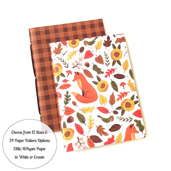 Autumn Fox Travelers Notebook Inserts: Plaid & Floral Covers - Etsy