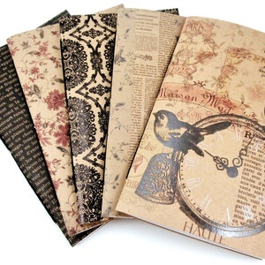 Five Vintage French Style Travelers Notebook Inserts in A6, Personal, Weeks, B6 Slim, Standard, B6, Cahier, A5 or Half Letter Size