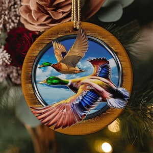 Porcelain Duck Christmas Tree Ornaments - Nature and Bird Themed Christmas Decor - Single or Double Sided - Gifts for Bird Lovers