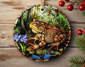 Toad Porcelain Christmas Tree Ornaments- Forest Animal Decorations - Single or Double Side Print - Unique Gifts for Animal Lovers