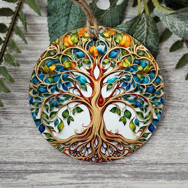 Irish Celtic Tree of Life Porcelain Ornament - Saint Patrick's Day Ornament - Christmas Ornament- Celtic Holiday Decorations