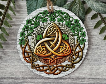 Irish Trinity Celtic Knot Porcelain Ornament - Saint Patrick's Day Ornament - Christmas Ornament- Celtic Holiday Decor - All Occasion Gifts