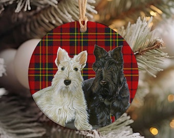 Scottish Terrier Dog Porcelain Christmas Tree Ornament - Pet Keepsake Gifts - Holiday Tree Decoration - Dog Lover Gift - Single/Double Sided