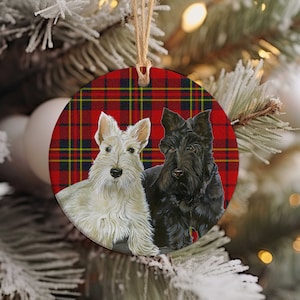 Scottish Terrier Dog Porcelain Christmas Tree Ornament - Pet Keepsake Gifts - Holiday Tree Decoration - Dog Lover Gift - Single/Double Sided