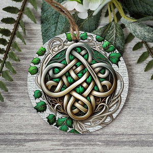 Irish Celtic Knot Porcelain Ornament - Saint Patrick's Day Ornament - Christmas Ornament- Celtic Holiday Decorations - All Occasion Gifts