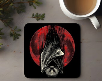 Vampire Bat Ceramic Coasters, Halloween Coasters for Drinks, Coaster Sets of 2 or 4, Wine or Coffee Coasters - Unique Design