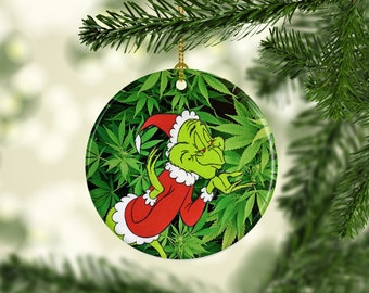 porcelain marijuana pot leaf grinch christmas ornament marijuana pot leaf cannabis 420 themed custom christmas ornaments - Grinch Christmas Ornaments porcelain marijuana pot leaf grinch christmas ornament marijuana pot leaf cannabis 420 themed custom christmas ornaments - Grinch Christmas Ornaments
