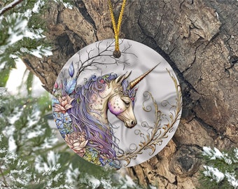 Porcelain Unicorn Pegasus Christmas Tree Keepsake Ornament