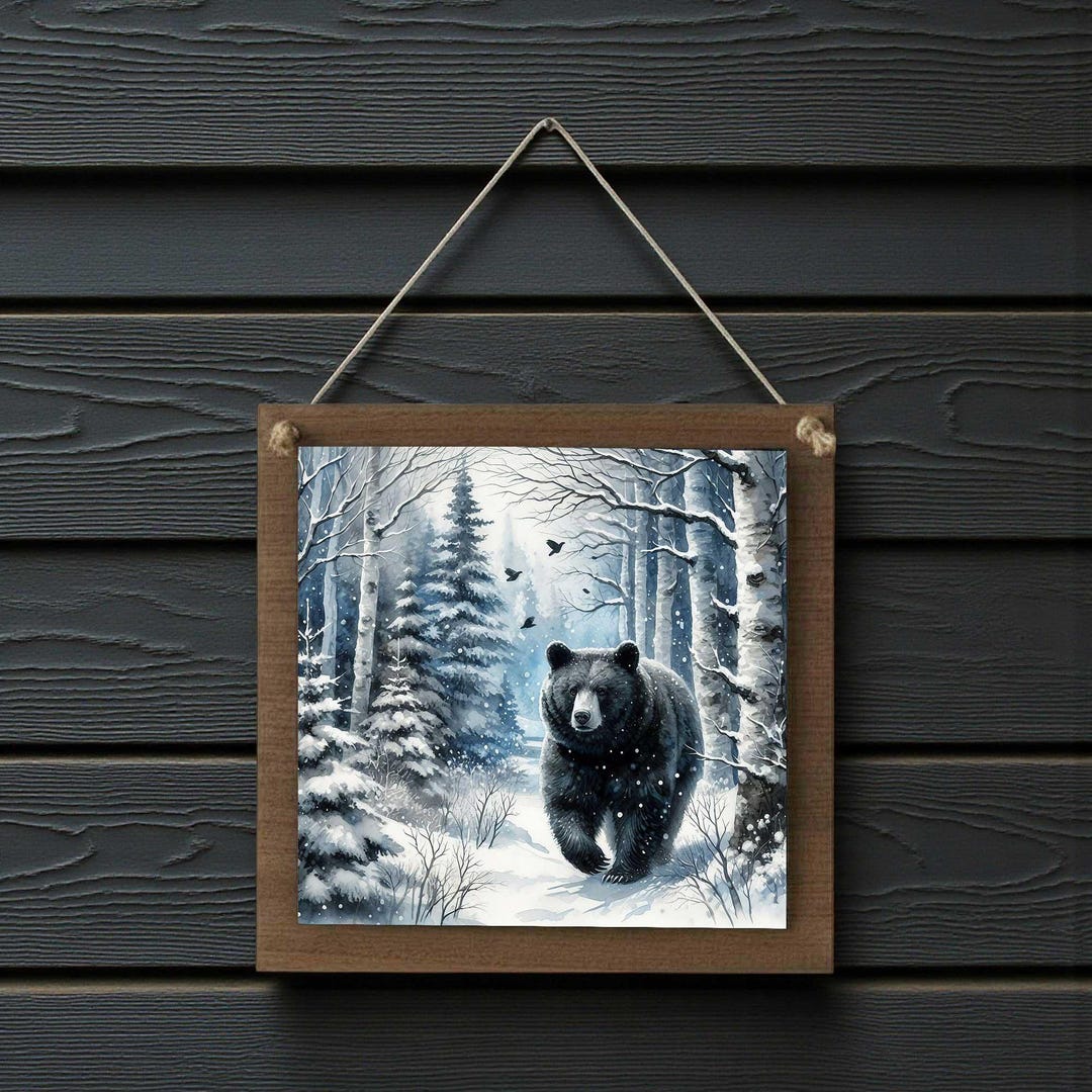 Black Bear Wood Hanging Sign Large Wall or Door Decor 8.5 Inch - Etsy