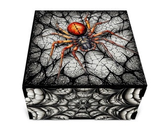 Gothic Spider Decorative Wood Box - Keepsake Box - Jewelry Stash Box  - Personalized/Non Personalized Black and White - Halloween Gift Boxes