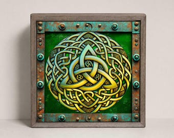 Trinity Knot Sign - Irish Celtic Shelf Sitter or Wall Decor 7.8 inch