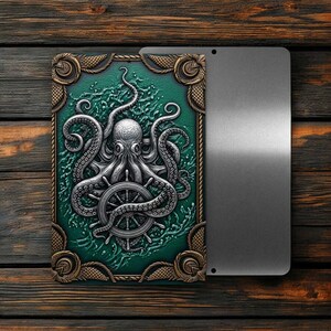 Octopus Kraken Metal Sign 8x12 Aluminum 2D Nautical Wall Art Coastal Ocean Decor Bild 4