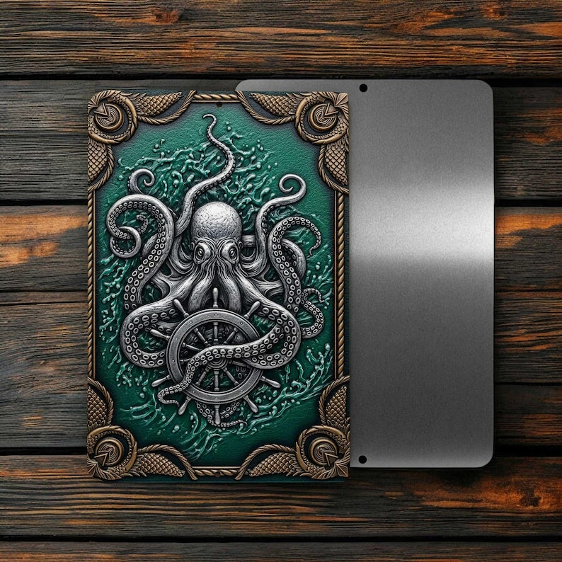 Octopus Kraken Metal Sign 8x12 Aluminum 2D Nautical Wall Art Coastal Ocean Decor Bild 4