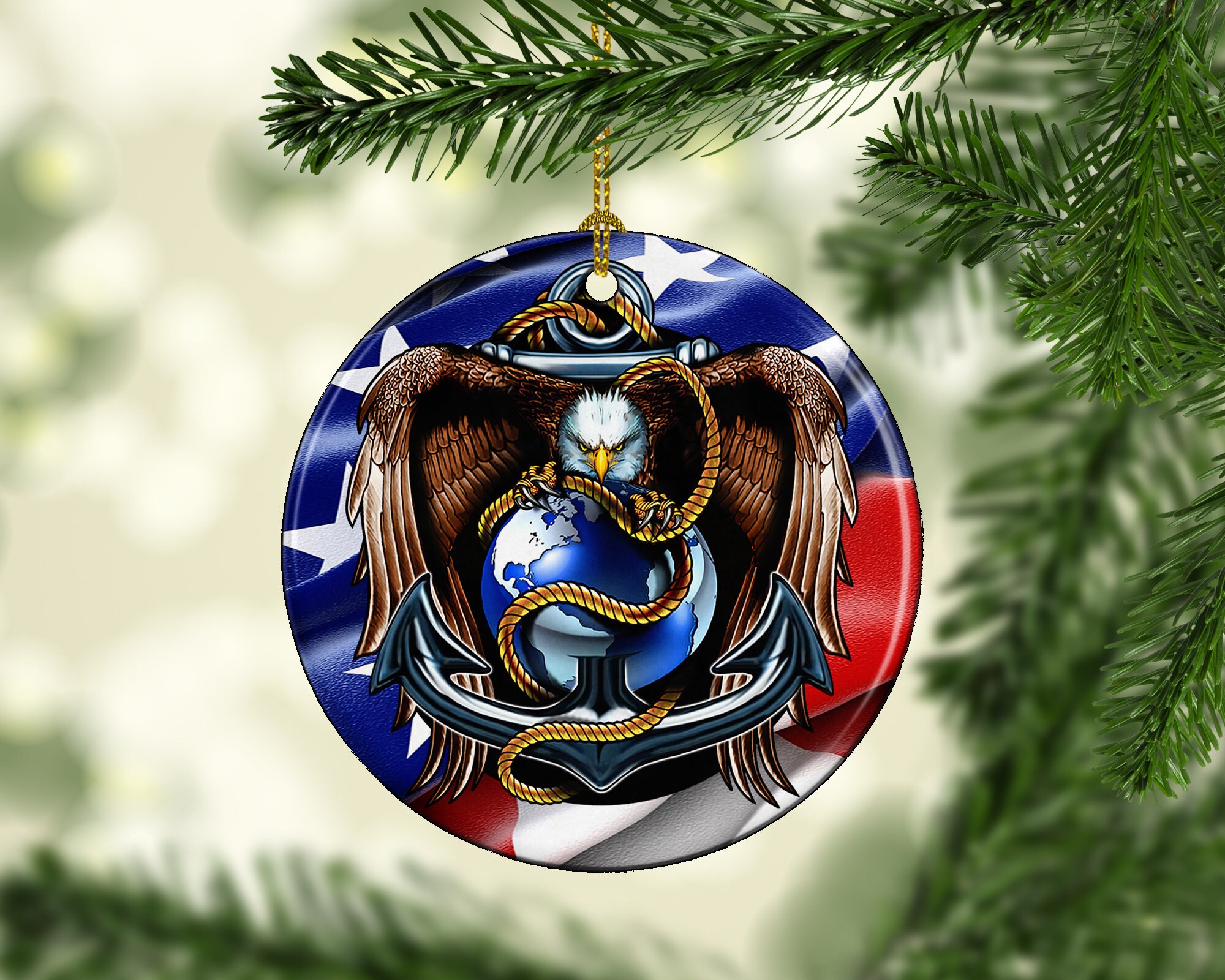 Porcelain US Navy Custom Christmas Tree Ornament USA Etsy