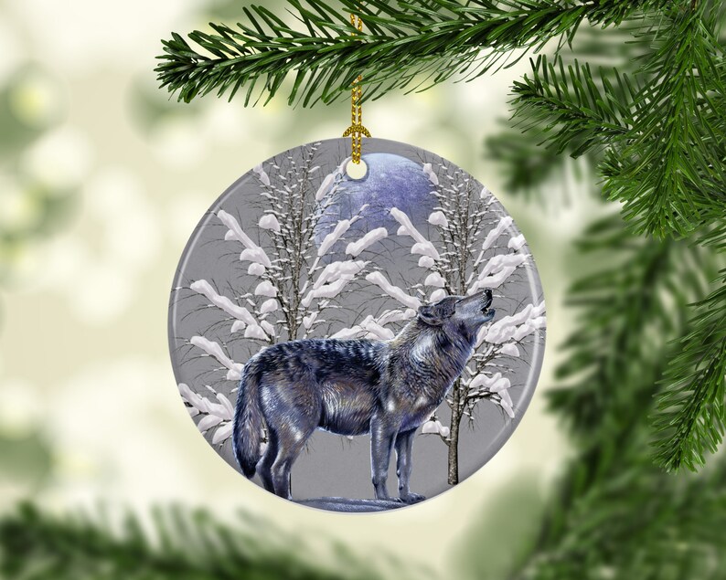 Porcelain White Wolf Christmas Decorations Ornaments Wildlife Etsy
