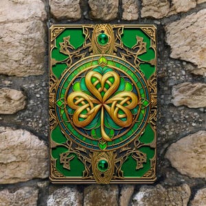 Celtic Shamrock Knot Metal Wall Sign - Irish Home Decor 8x12 inch