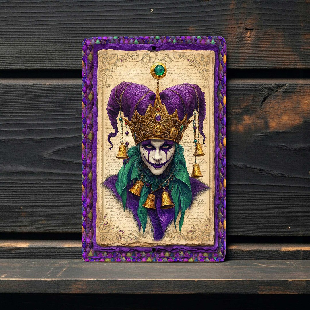 Jester Sign Creepy Jester Clown Metal Sign Print 8x12 Dark Gothic Wall Decor Indoor ...