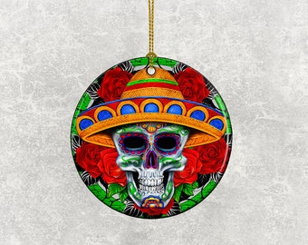 Sugar Skull Day of the Dead Christmas Tree Ornaments