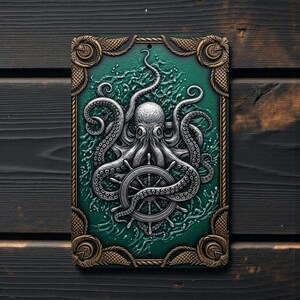 Octopus Kraken Metal Sign 8x12 Aluminum 2D Nautical Wall Art Coastal Ocean Decor Bild 3