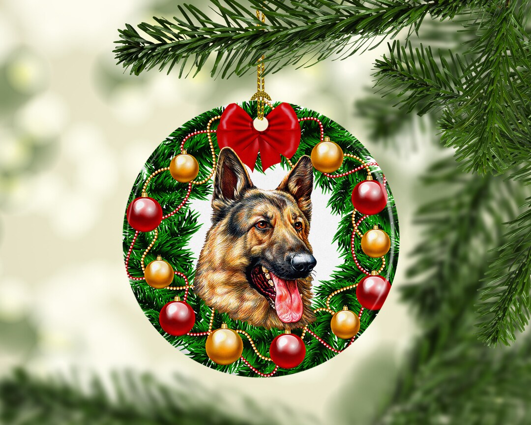 German Shepherd Christmas Tree Ornament Custom Porcelain Etsy