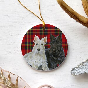 Scottish Terrier Dog Porcelain Christmas Tree Ornament Pet Keepsake Gifts Holiday Tree Decoration Dog Lover Gift Single/Double Sided image 2