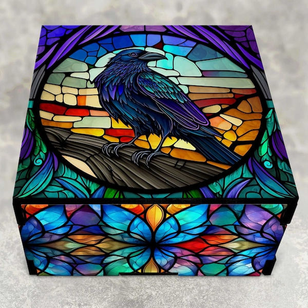 Gothic Raven Decorative Stash Box, Laser Cut Wood, Jewelry Box, Trinket Box, Unique Gothic Home Decor and Gifts - Can Be Personalized