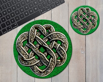 Celtic Knot Mouse Pad and Ceramic Coaster Home Office or Dorm Room Desk Gift Set