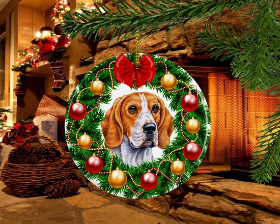 Dog Beagle Christmas Tree Ornament Porcelain Custom Christmas Etsy