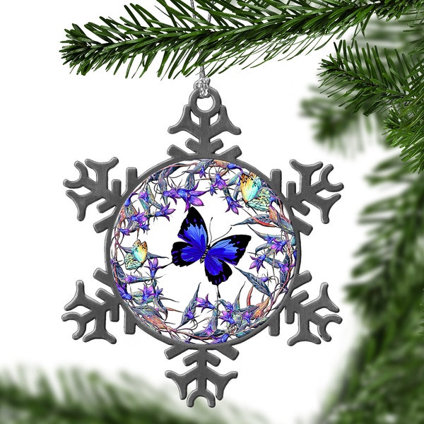Butterfly Christmas Tree Pewter Ornament, Unique Ornaments and Gifts