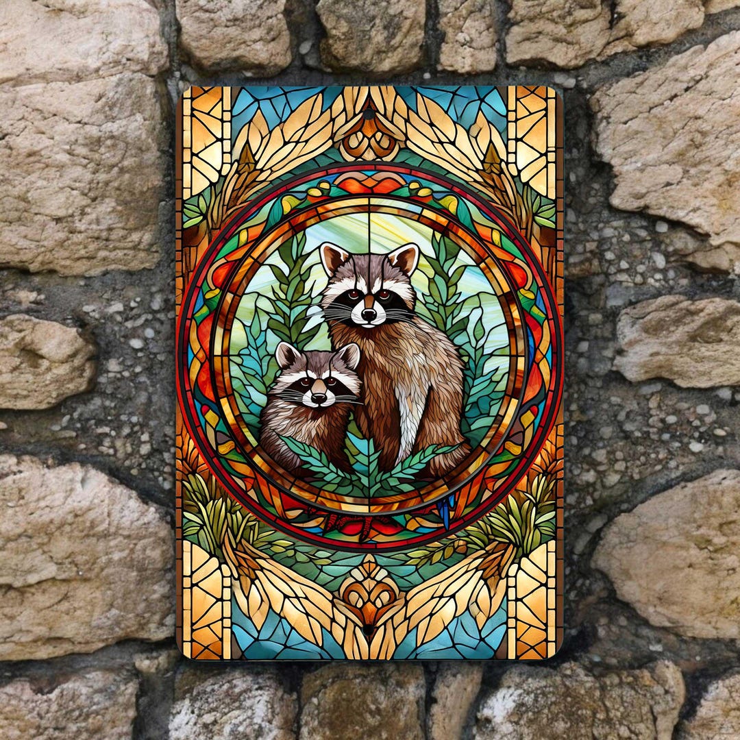 Metal Racoon Panel Racoon Metal Wall Sign 8x12