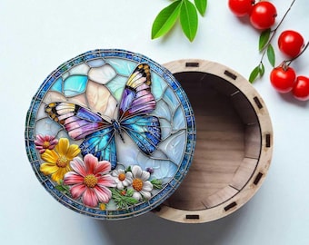 Butterfly Keepsake Gift Box - Laser-Cut Walnut Jewelry Storage, 5 inch