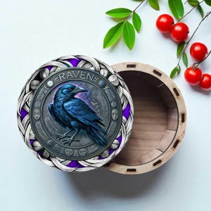 Celtic Raven Keepsake Gift Box - Laser-Cut Walnut Jewelry Box, 5 inch