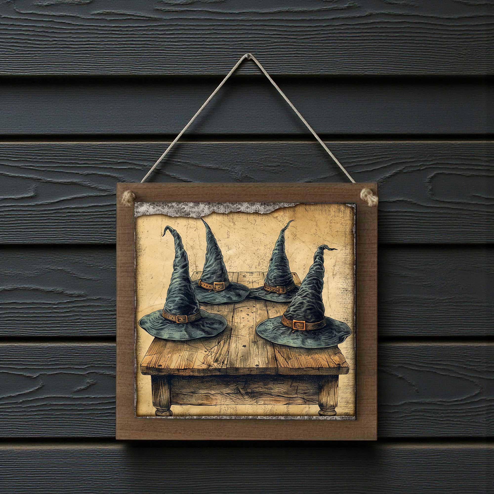 Halloween Witch Hat Wood Sign - Fall Wall or Door Decor Large 8.5 Inch ...