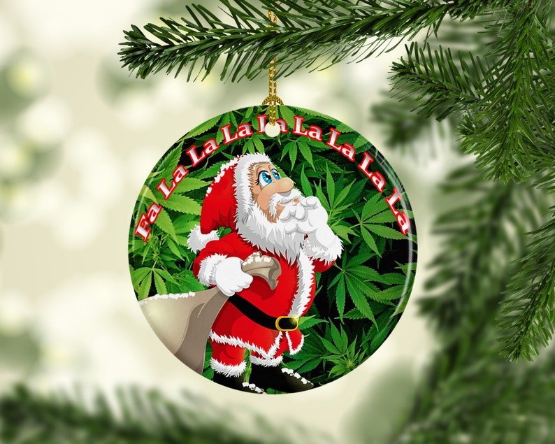 Porcelain Marijuana Santa Custom Christmas Tree Ornaments // Etsy Canada