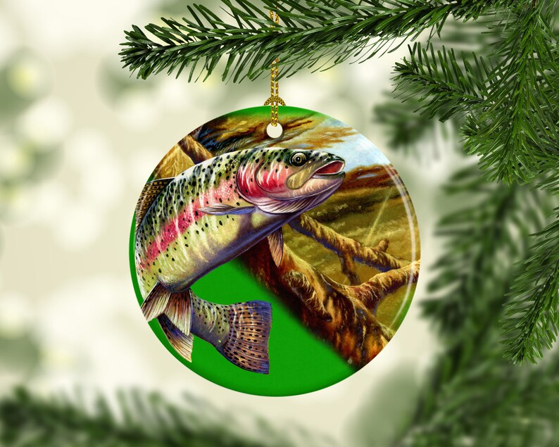 Porcelain Rainbow Trout Christmas Tree Ornament Rustic Etsy