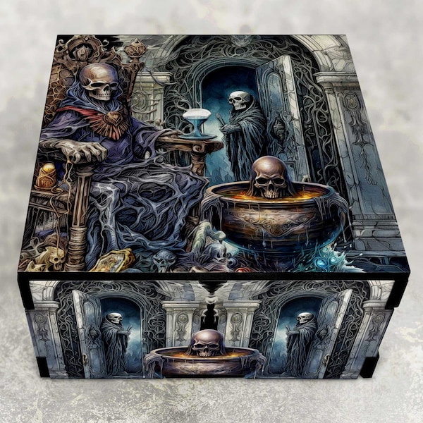 Skull Crypt Keeper Decorative Wood Box - Keepsake Gift Box - Jewelry Stash Box  - Personalized/Non Personalized Gothic Gifts