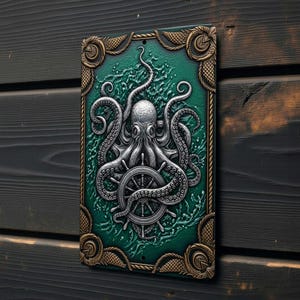Octopus Kraken Metal Sign 8x12 Aluminum 2D Nautical Wall Art Coastal Ocean Decor Bild 2