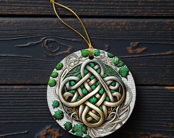 Celtic Knot Christmas Ornament Ceramic Irish Knot Double Sided