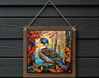 Wood Duck Hanging Sign Large Wall or Door Decor 8.5 Inch