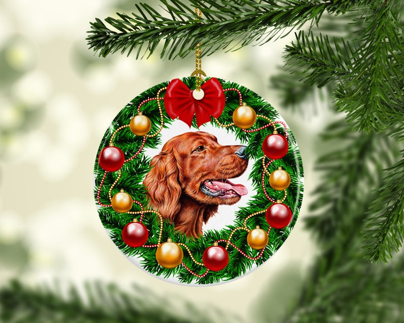 Dog Irish Setter Porcelain Custom Christmas Tree Ornament Etsy