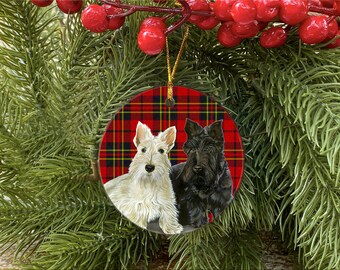 Scottish Terrier Porcelain Christmas Tree Dog Ornament