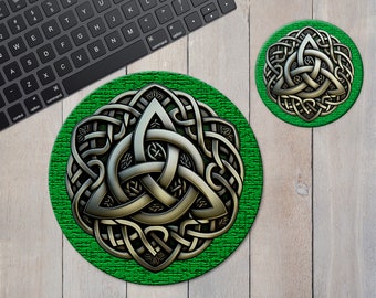 Celtic Knot Mouse Pad and Ceramic Coaster Home Office or Dorm Room Desk Gift Set