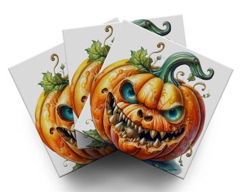 Halloween Coaster Sets, Ceramic Sandstone, Unique Designed Drink Coaster Gift Sets