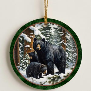 Black Bear Christmas Ornament - Rustic Country Holiday Decorations - Unique Gift for Nature Animal Lovers