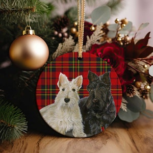 Scottish Terrier Dog Porcelain Christmas Tree Ornament Pet Keepsake Gifts Holiday Tree Decoration Dog Lover Gift Single/Double Sided image 3