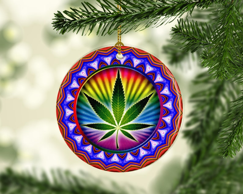 Porcelain Marijuana Christmas Tree Ornaments Psychedelic Pot Etsy