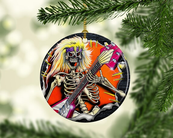 Porcelain Skeleton Christmas Tree Ornament Metal Head Skull Etsy